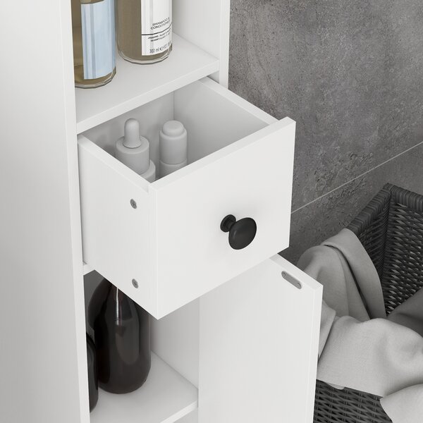 Kleankin 180cm Slim Bathroom Cabinet with 9-layered Independent Storage, Narrow Stoage Cabinet for Family-friendly Storage, White Aosom UK