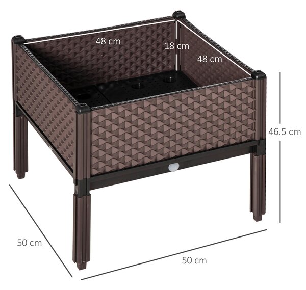 Outsunny 50cm x 50cm x 46.5cm Set of 2 Garden Raised Bed, Elevated Planter Box, Flower Vegetables Planting Container, Self-Watering Design Aosom UK