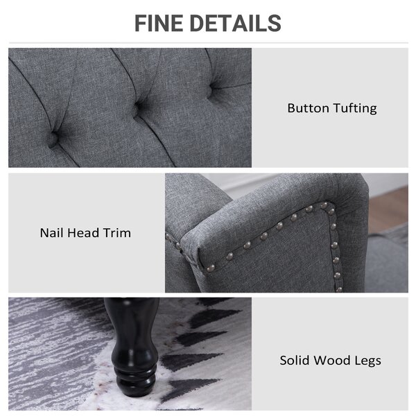 HOMCOM Recliner Armchair for Living Room, Wingback Chair with Button Tufted Back and Footrest, Light Grey Aosom UK