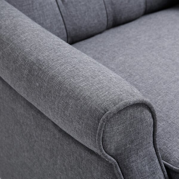 HOMCOM Recliner Armchair for Living Room, Wingback Chair with Button Tufted Back and Footrest, Light Grey Aosom UK