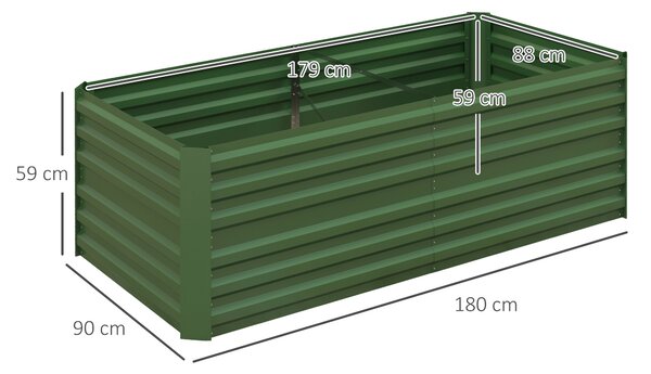 Outsunny Set of 2 Raised Beds for Garden, Galvanised Steel Outdoor Planters w/ Multi-reinforced Rods for Vegetables, Plants, Flower Aosom UK