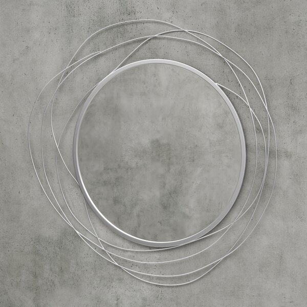 HOMCOM Abstract Metal Wire Wall Mirror, with Accessories - Silver Aosom UK