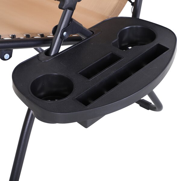 Outsunny 2 Piece Foldable Reclining Garden Chair w/ Headrest, Zero Gravity Deck Sun Lounger Seat Chair w/ Footrest, Cup Holder & Canopy Aosom UK