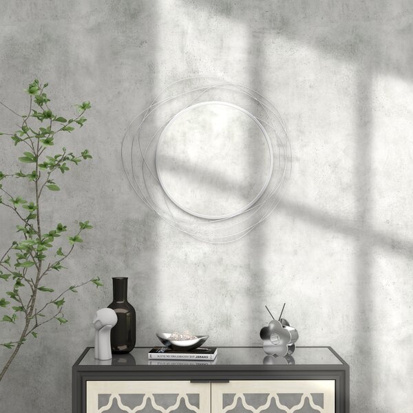 HOMCOM Abstract Metal Wire Wall Mirror, with Accessories - Silver Aosom UK