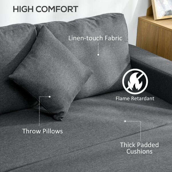 HOMCOM Corner Sofa Bed with Storage, 3 Seater Anti-Cat-Scratch Sofa Bed, Convertible L Shape Sofa Couch for Living Room, Dark Grey Aosom UK