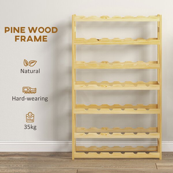 HOMCOM 42-Bottle Wooden Wine Rack - Natural Finish Aosom UK