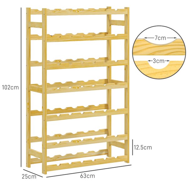 HOMCOM 42-Bottle Wooden Wine Rack - Natural Finish Aosom UK