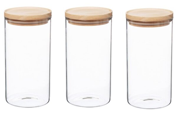 Set of 3 Air Seal Round Glass Storage Jars