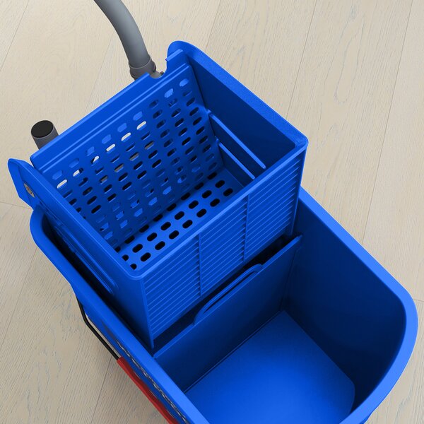 HOMCOM 20L Mop Bucket with Wringer and Handle, Mop Bucket on Wheels for Floor Cleaning, Separate Dirty and Clean Water, Blue Aosom UK