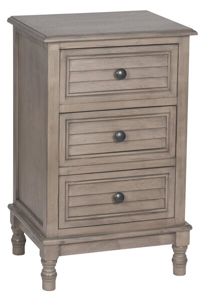 Pacific Ashwell 3 Drawer Bedside Table, Taupe Pine