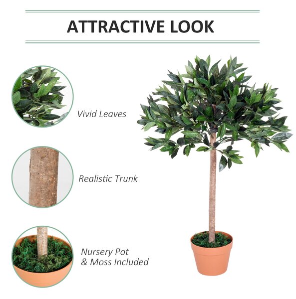 Outsunny 3ft Artificial Olive Tree Indoor Plant Greenery for Home Office Potted in An Orange Pot Set of 2 Aosom UK