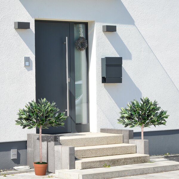 Outsunny 3ft Artificial Olive Tree Indoor Plant Greenery for Home Office Potted in An Orange Pot Set of 2 Aosom UK