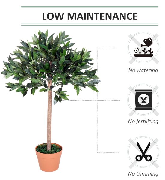 Outsunny 3ft Artificial Olive Tree Indoor Plant Greenery for Home Office Potted in An Orange Pot Set of 2 Aosom UK