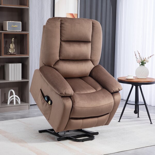 HOMCOM Electric Riser and Recliner Chair with Vibration Massage, Heat, Side Pocket, Brown Aosom UK