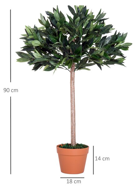 Outsunny 3ft Artificial Olive Tree Indoor Plant Greenery for Home Office Potted in An Orange Pot Set of 2 Aosom UK