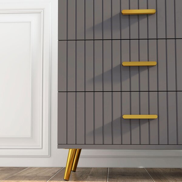 HOMCOM Bedroom Chest of Drawers, Modern 4-Drawer Dresser, Storage Drawer Unit with Aluminium Legs, Dark Grey Aosom UK