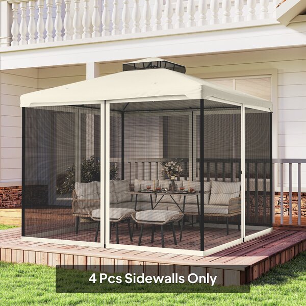 Outsunny Replacement Mesh Mosquito Netting Screen Walls for 10 x 10ft Patio Gazebo, 4-panel Sidewalls with Zippers (Wall Only, Canopy Not Included)