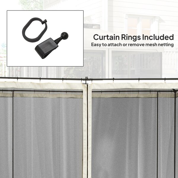 Outsunny Replacement Mesh Mosquito Netting Screen Walls for 10 x 10ft Patio Gazebo, 4-panel Sidewalls with Zippers (Wall Only, Canopy Not Included)