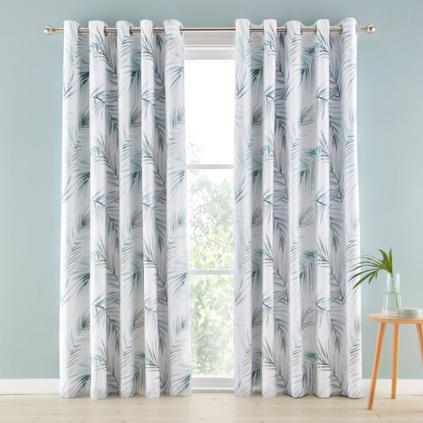 Serenity Palm Leaf Blackout Eyelet Curtains