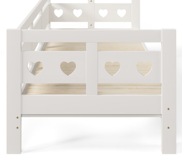 Heart-Shaped Wooden Daybed Frame with Pull-Out Trundle, 3FT Single Sofa Bed for Children Adults, Guest Bed for Bedroom, White Aosom UK