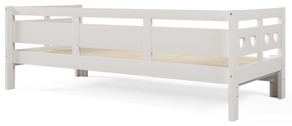 Heart-Shaped Wooden Daybed Frame with Pull-Out Trundle, 3FT Single Sofa Bed for Children Adults, Guest Bed for Bedroom, White Aosom UK