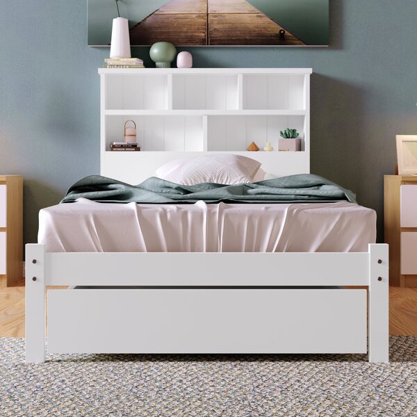 3ft Single Bed with Drawers, Simplicity Single Bed with Under Storage, Balancing Aesthetics and Practicality, White Aosom UK