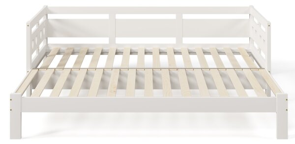 Heart-Shaped Wooden Daybed Frame with Pull-Out Trundle, 3FT Single Sofa Bed for Children Adults, Guest Bed for Bedroom, White Aosom UK