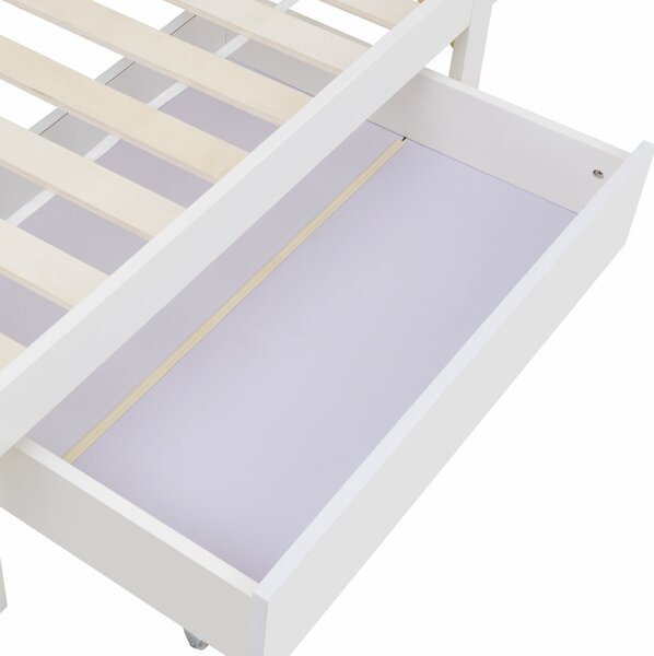 3ft Single Bed with Drawers, Simplicity Single Bed with Under Storage, Balancing Aesthetics and Practicality, White Aosom UK