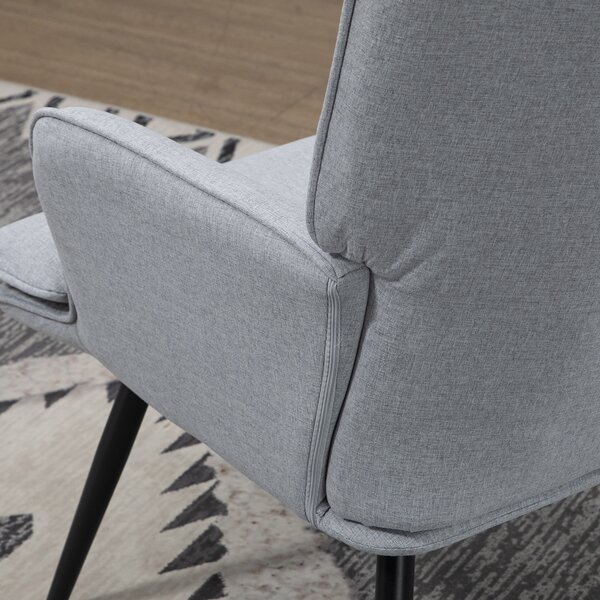 HOMCOM Armchair with Footstool, Living Room Chair, Linen Accent Chair w/ Anti-Cat-Scratch Fabric for Bedroom, Home Study, Light Grey Aosom UK