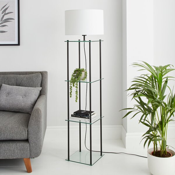 Wendell Glass Shelved Floor Lamp