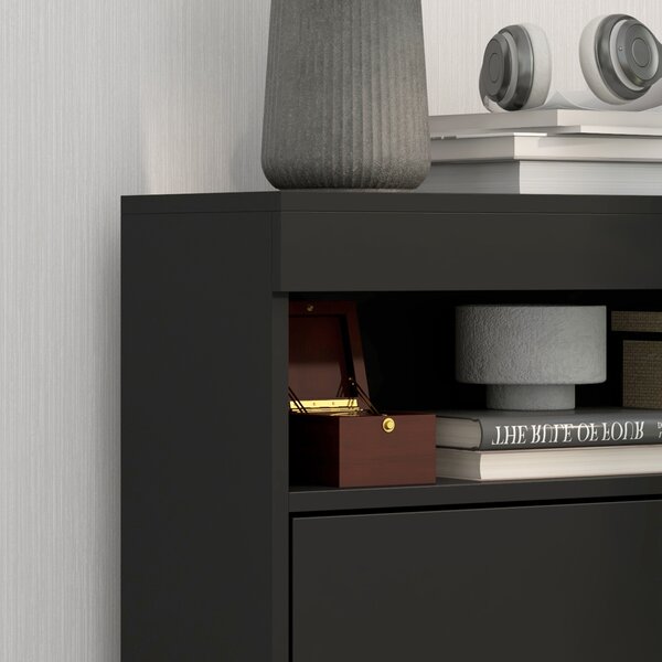 HOMCOM 16 Shoe Pair Shoe Storage Cabinet, with Flip Doors - Black Aosom UK