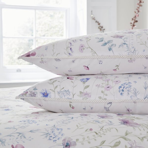 Dorma Wildflower Mauve Cotton Pillowcase Pair