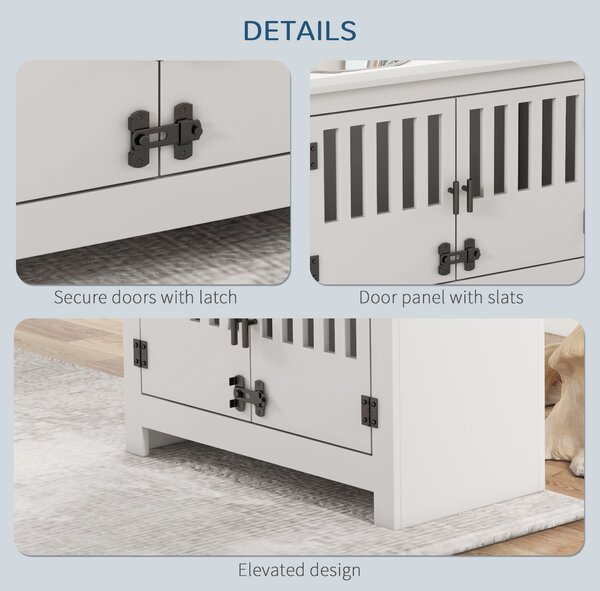 PawHut Raised Dog Bowls, Pet Feeding Station, with Storage, Food and Water Bowls, for Large Dogs - White Aosom UK