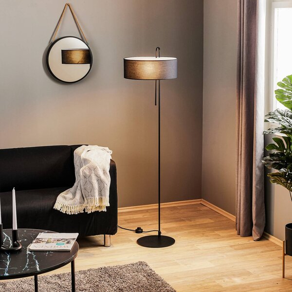 Clip fabric floor lamp, black, height 150 cm