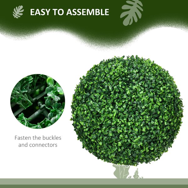HOMCOM Set of 2 Artificial Topiary Balls, 40cm Faux Boxwood Balls, Hanging Decoration for Home, Indoor, Outdoor, Green Aosom UK