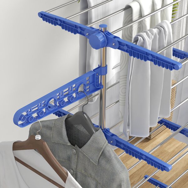 HOMCOM 4-Tier Clothes Airer, Foldable Clothes Drying Rack, Stainless Steel Indoor & Outdoor Clothes Dryer w/ Wheels & Wings, Easy Assembly Aosom UK