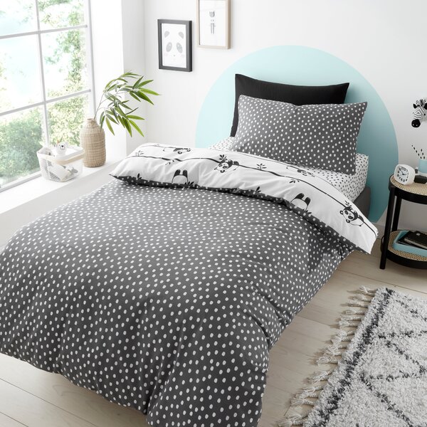 Mono Panda Duvet Cover and Pillowcase Set