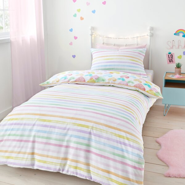 Rainbow Hearts Duvet Cover and Pillowcase Set