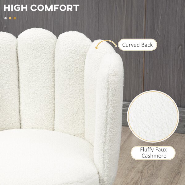HOMCOM Bar Stools Set of 2, Faux Cashmere Upholstered Breakfast Bar Chairs, Modern Counter Bar Stool w/ Backs, Footrest & Steel Base, Cream Aosom UK