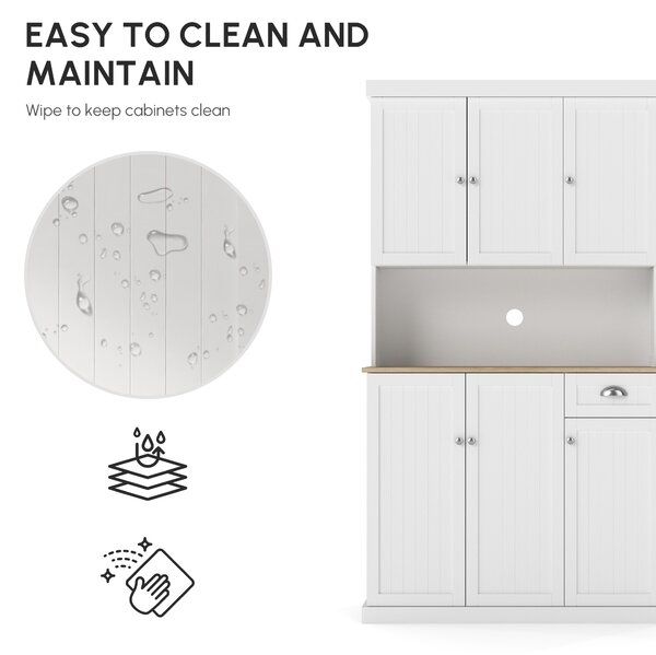 HOMCOM Kitchen Storage Cabinet, Modern Cupboard with Microwave Shelf, Drawer and Cabinets, Ideal for Kitchen Organisation, White Aosom UK