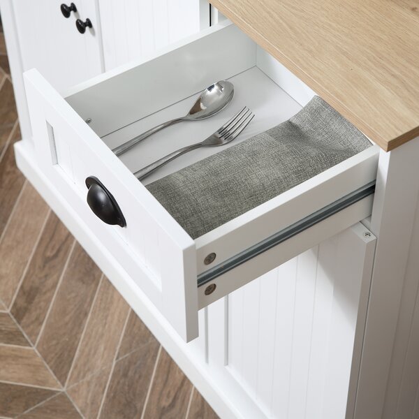 HOMCOM Kitchen Storage Cabinet, Modern Cupboard with Microwave Shelf, Drawer and Cabinets, Ideal for Kitchen Organisation, White Aosom UK
