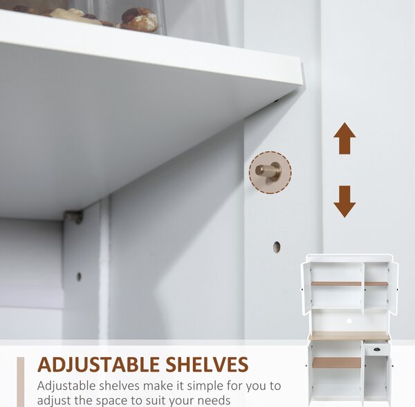 HOMCOM Kitchen Storage Cabinet, Modern Cupboard with Microwave Shelf, Drawer and Cabinets, Ideal for Kitchen Organisation, White Aosom UK