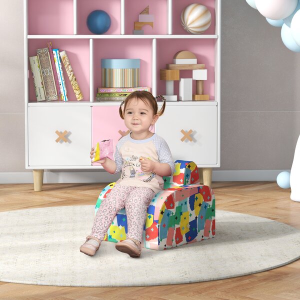 AIYAPLAY Foldable Toddler Chair Soft Snuggle Sponge Filled for Bedroom Playroom, Aged 18 Months to 3 Years - Multicoloured Aosom UK