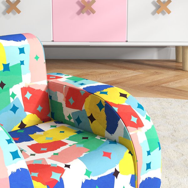 AIYAPLAY Foldable Toddler Chair Soft Snuggle Sponge Filled for Bedroom Playroom, Aged 18 Months to 3 Years - Multicoloured Aosom UK
