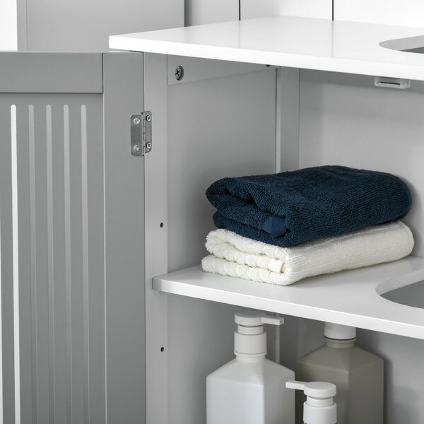 Kleankin Under Sink Cabinet with Double Doors, Modern Bathroom Vanity Unit, Storage Cupboard with Adjustable Shelves, Grey Aosom UK