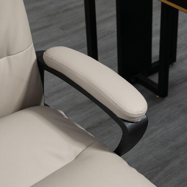 Vinsetto Swivel Office Chair, PU Leather Ergonomic Desk Chair with Adjustable Height & Rolling Wheels for Home Study, Light Grey Aosom UK
