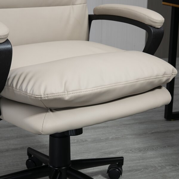 Vinsetto Swivel Office Chair, PU Leather Ergonomic Desk Chair with Adjustable Height & Rolling Wheels for Home Study, Light Grey Aosom UK