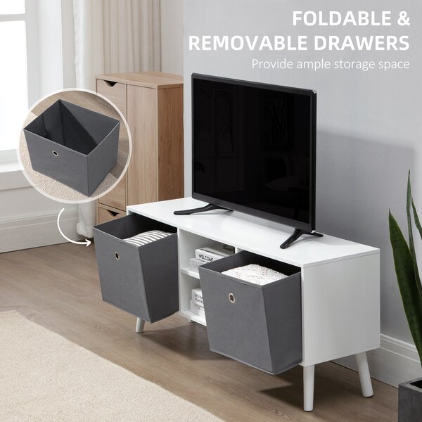 HOMCOM Morden TV Cabinet, TV Stand for TVs Up to 50 Inches with Storage Compartments and Drawer, White & Grey Aosom UK