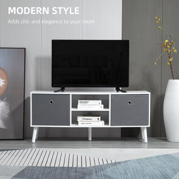 HOMCOM Morden TV Cabinet, TV Stand for TVs Up to 50 Inches with Storage Compartments and Drawer, White & Grey Aosom UK