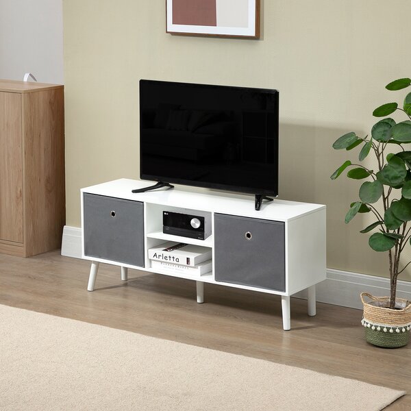 HOMCOM Morden TV Cabinet, TV Stand for TVs Up to 50 Inches with Storage Compartments and Drawer, White & Grey Aosom UK